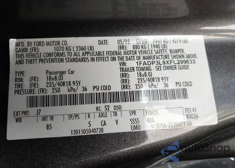 2015 Ford Focus St z USA, uszkodzony, nr VIN 1FADP3L9XFL299633